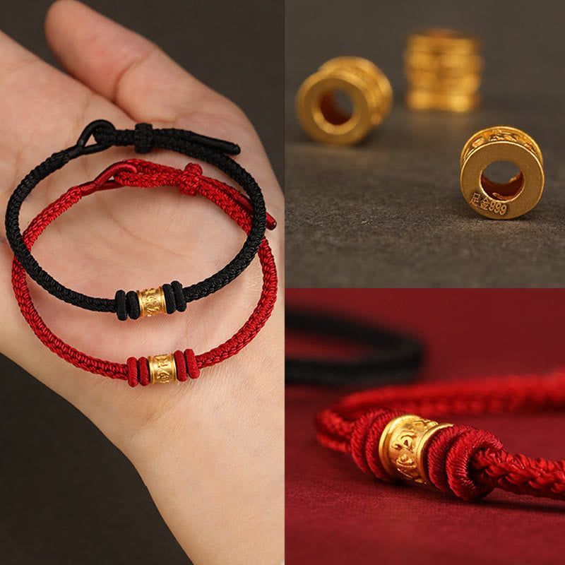 Wear FengShui Tibet Handmade 999 Gold Om Mani Padme Hum Luck Protection Bracelet