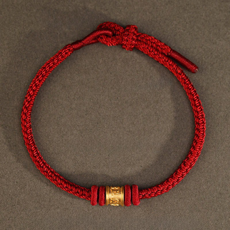 Wear FengShui Tibet Handmade 999 Gold Om Mani Padme Hum Luck Protection Bracelet