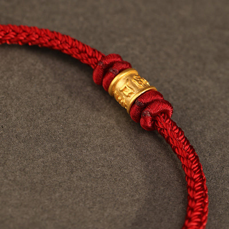 Wear FengShui Tibet Handmade 999 Gold Om Mani Padme Hum Luck Protection Bracelet