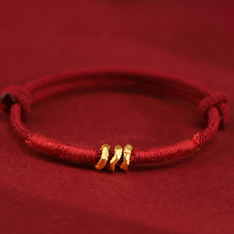 Wear FengShui 999 Gold Ring Design Handmade Luck Braided Red Rope Bracelet Anklet