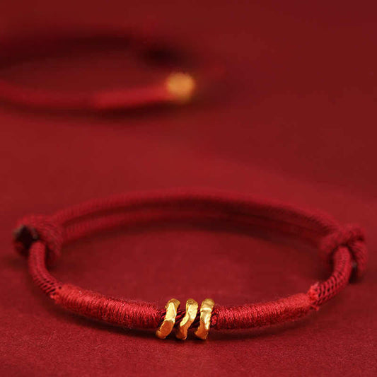 Wear FengShui 999 Gold Ring Design Handmade Luck Braided Red Rope Bracelet Anklet