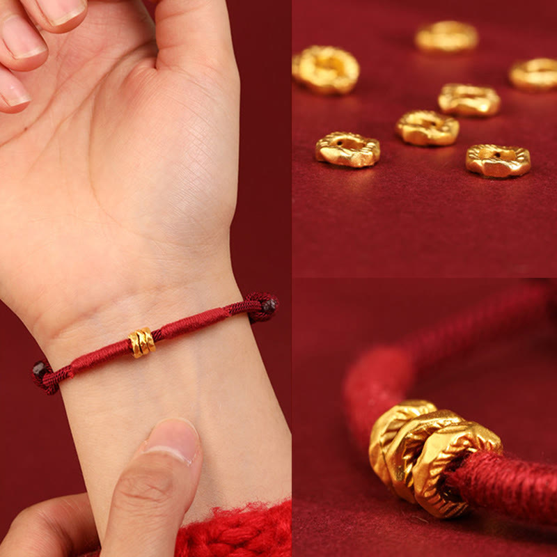 Wear FengShui 999 Gold Ring Design Handmade Luck Braided Red Rope Bracelet Anklet