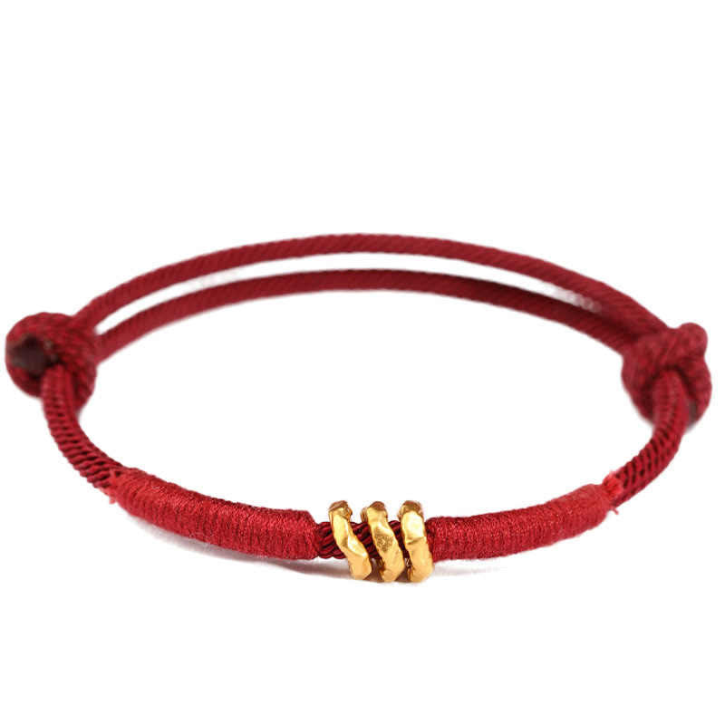 Wear FengShui 999 Gold Ring Design Handmade Luck Braided Red Rope Bracelet Anklet