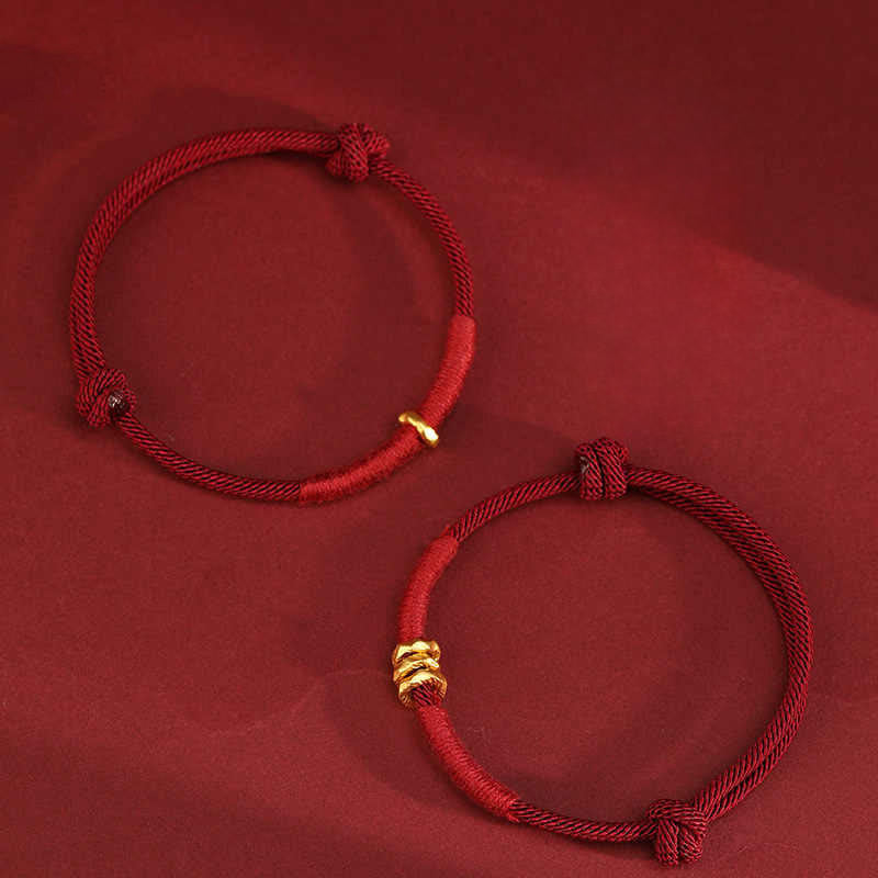 Wear FengShui 999 Gold Ring Design Handmade Luck Braided Red Rope Bracelet Anklet