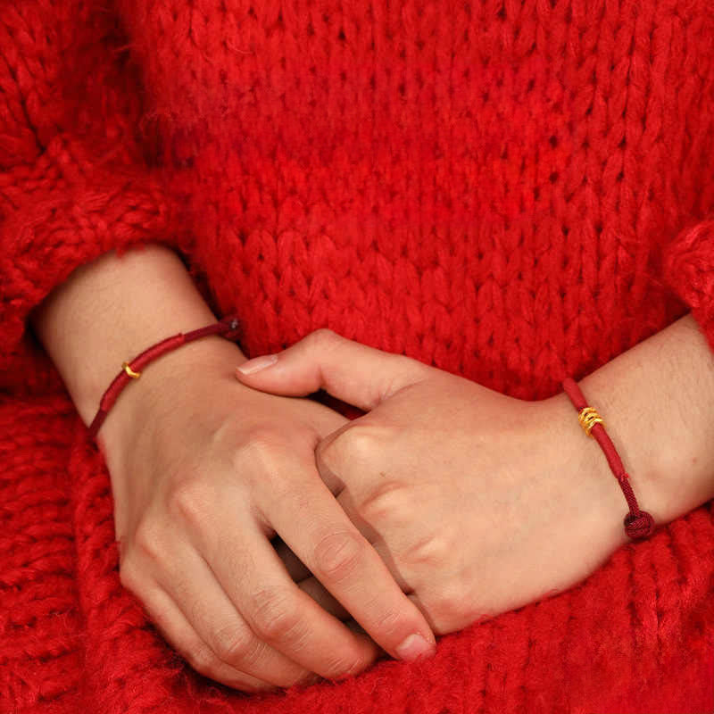 Wear FengShui 999 Gold Ring Design Handmade Luck Braided Red Rope Bracelet Anklet