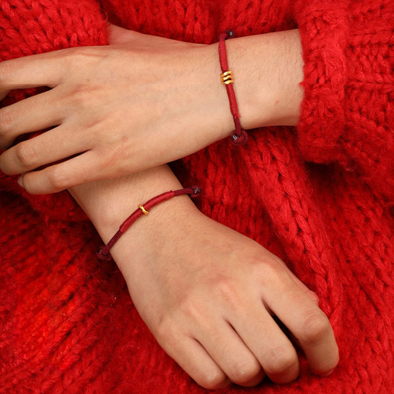 Wear FengShui 999 Gold Ring Design Handmade Luck Braided Red Rope Bracelet Anklet
