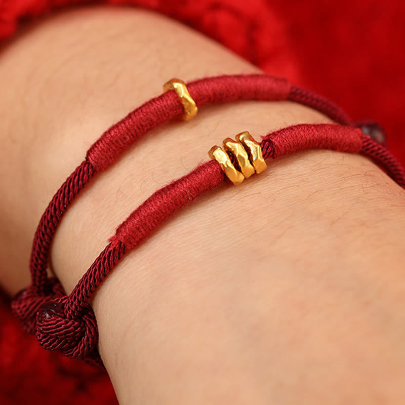 Wear FengShui 999 Gold Ring Design Handmade Luck Braided Red Rope Bracelet Anklet