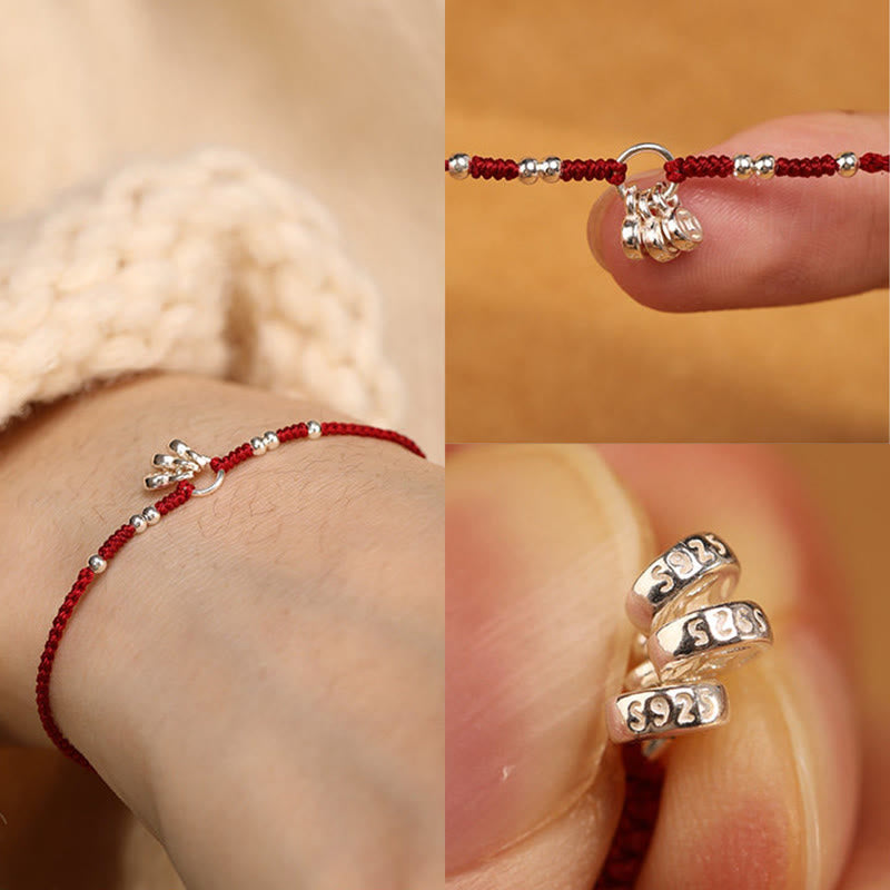 Wear FengShui Handcrafted 925 Sterling Silver Copper Coins Design Protection Strength Ultra-Thin Bracelet Anklet