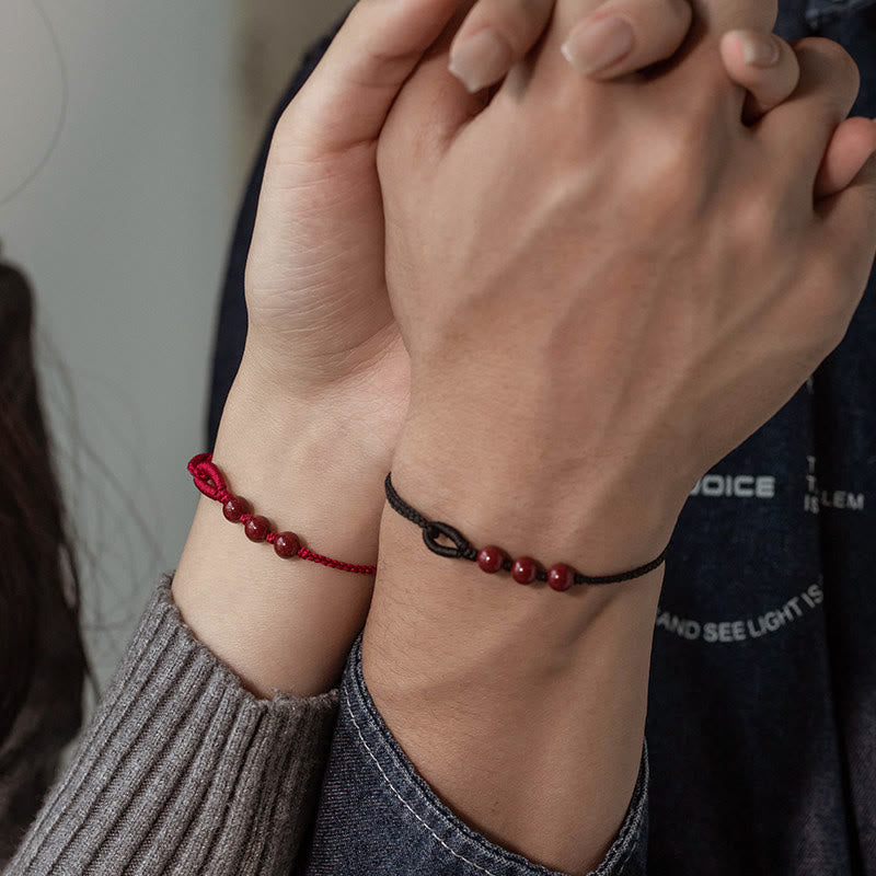 Wear FengShui Handmade Cinnabar Beads Calm Blessing Braided Rope Bracelet