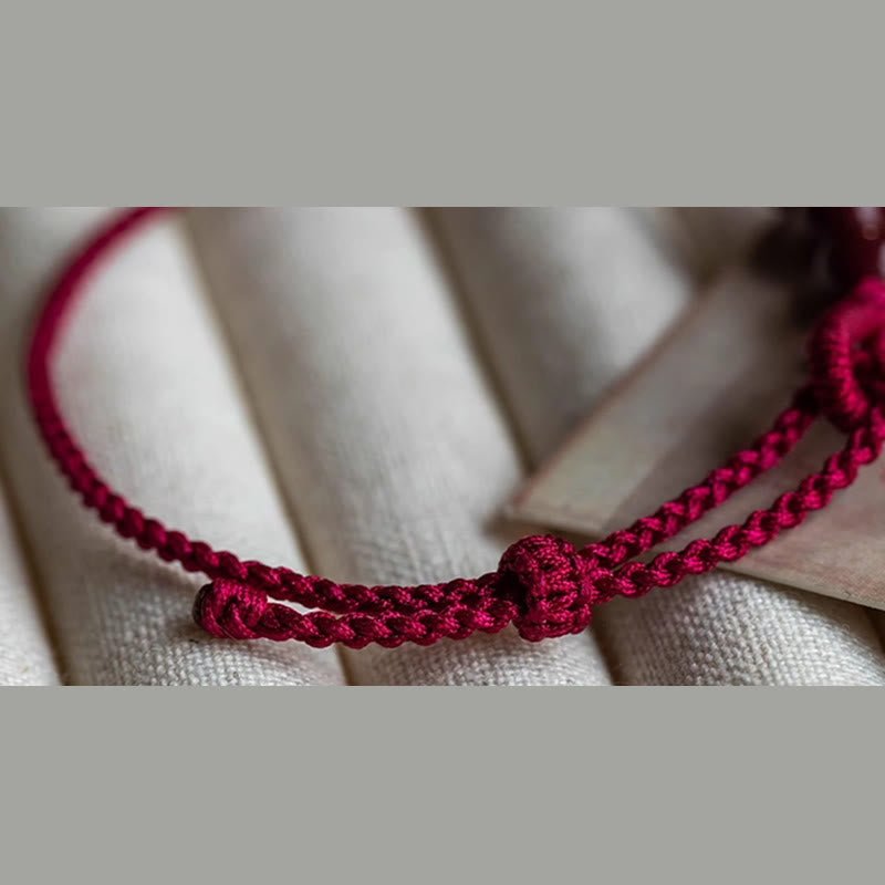 Wear FengShui Handmade Cinnabar Beads Calm Blessing Braided Rope Bracelet