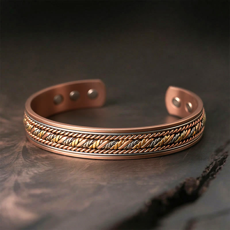 Wear FengShui Retro Open Twisted Copper Balance Luck Cuff Bracelet Bangle