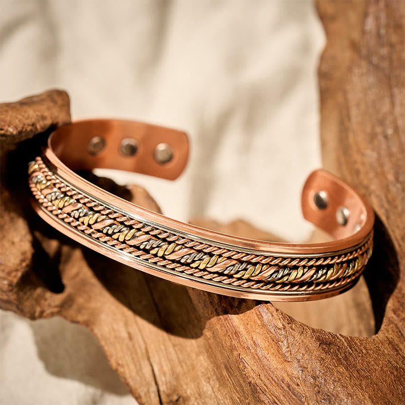 Wear FengShui Retro Open Twisted Copper Balance Luck Cuff Bracelet Bangle
