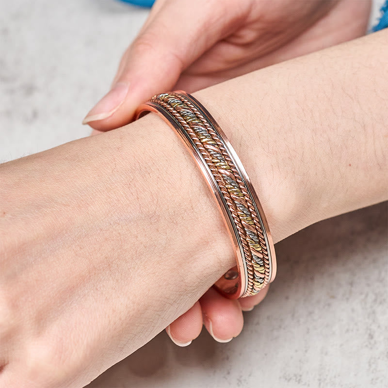 Wear FengShui Retro Open Twisted Copper Balance Luck Cuff Bracelet Bangle