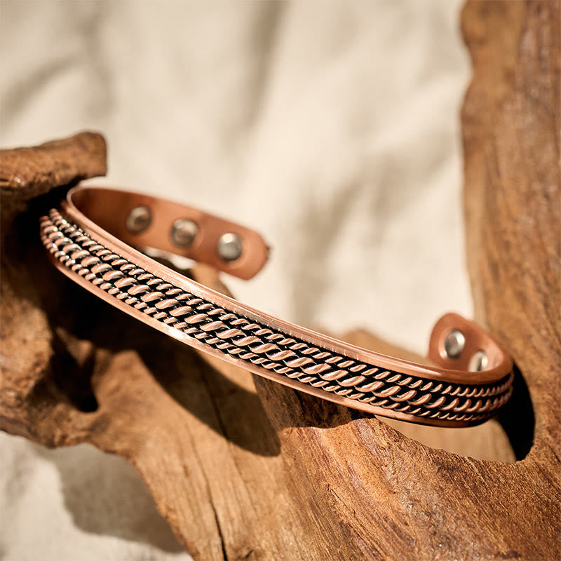Wear FengShui Simple Twisted Design Copper Balance Luck Open Cuff Bracelet Bangle