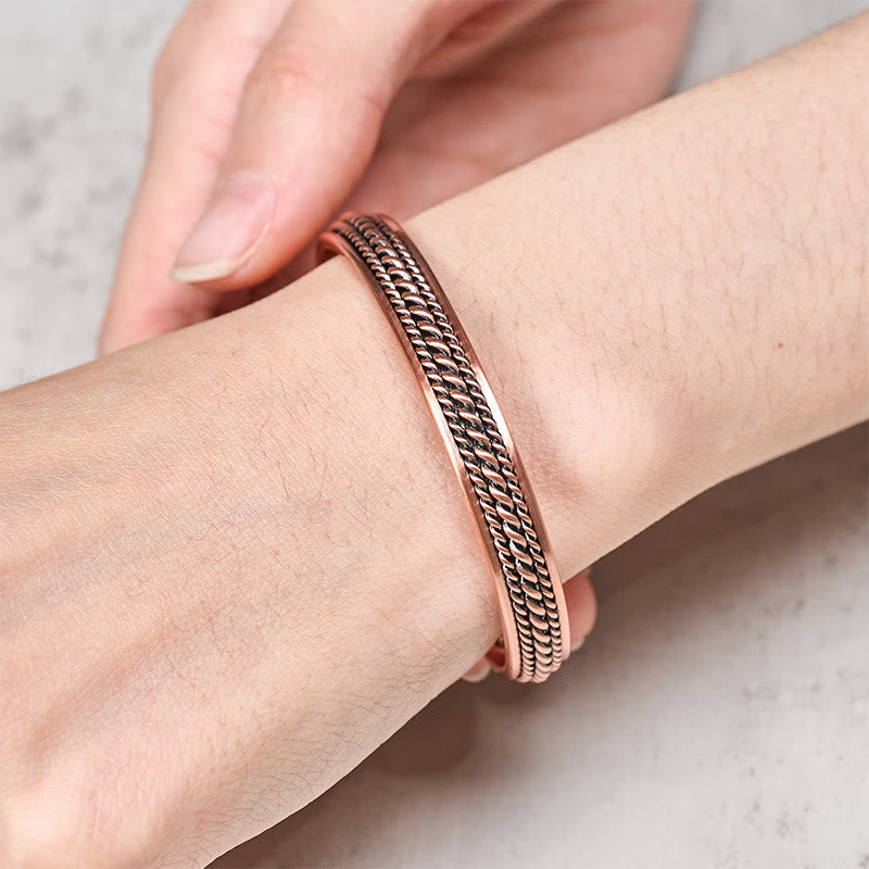 Wear FengShui Simple Twisted Design Copper Balance Luck Open Cuff Bracelet Bangle