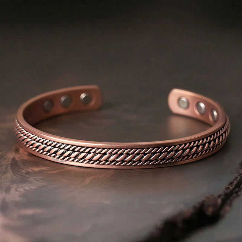 Wear FengShui Simple Twisted Design Copper Balance Luck Open Cuff Bracelet Bangle