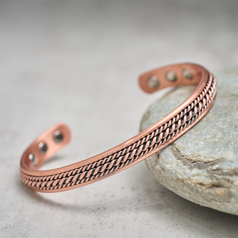 Wear FengShui Simple Twisted Design Copper Balance Luck Open Cuff Bracelet Bangle