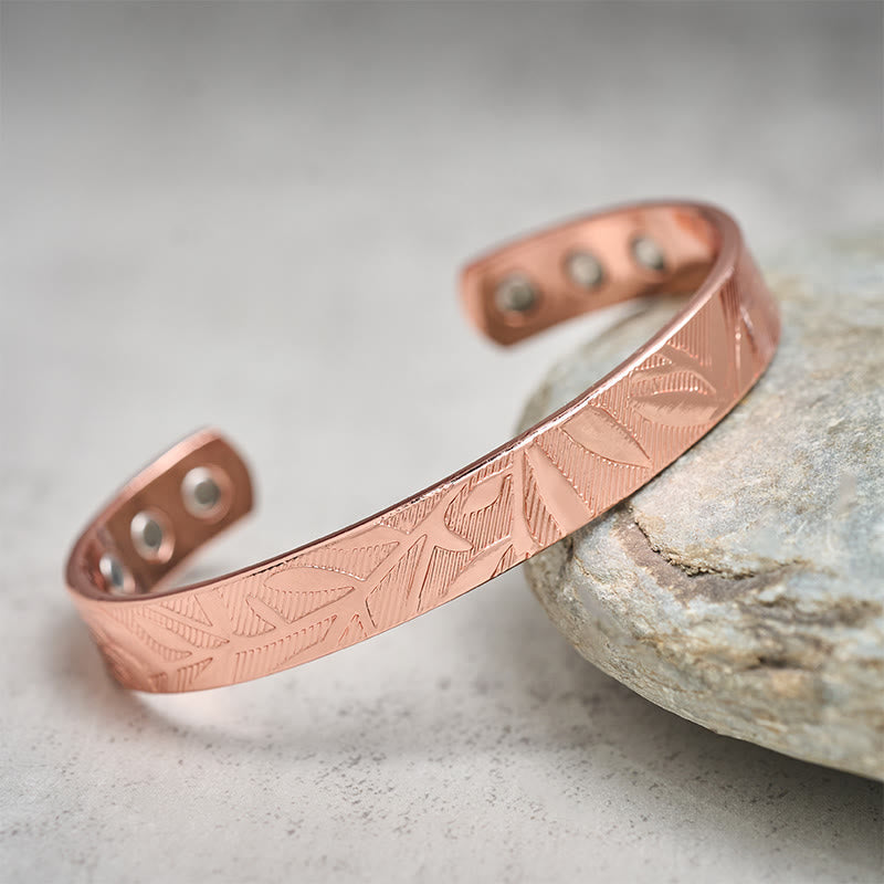 Wear FengShui Rose Flower Pattern Copper Balance Luck Open Cuff Bracelet Bangle