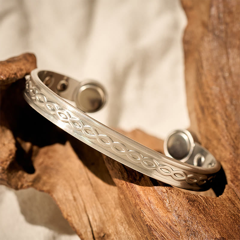 Wear FengShui Interwoven Loop Pattern Copper Balance Luck Open Cuff Bracelet Bangle