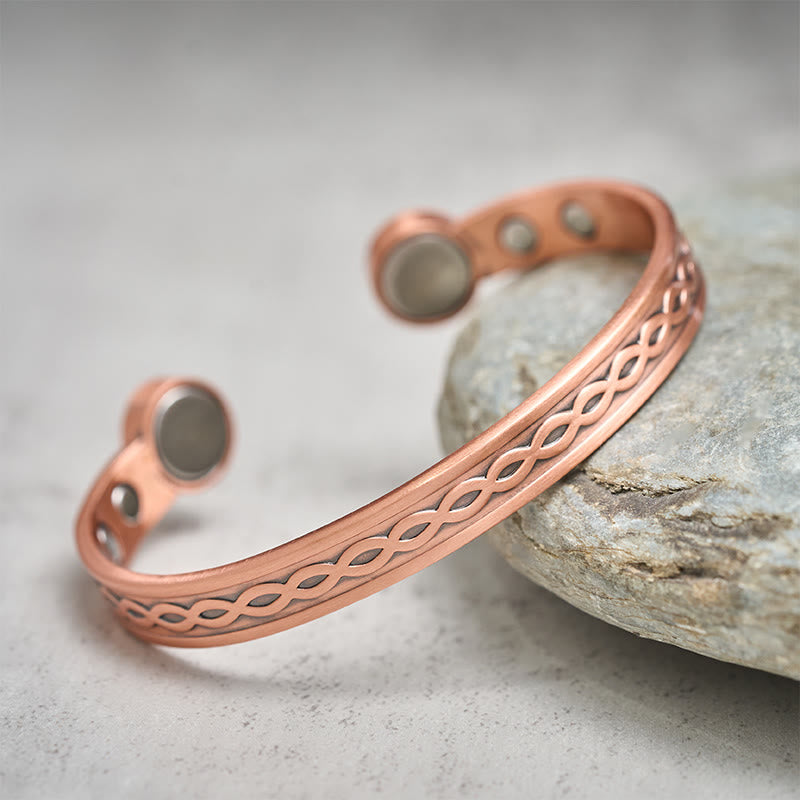 Wear FengShui Interwoven Loop Pattern Copper Balance Luck Open Cuff Bracelet Bangle