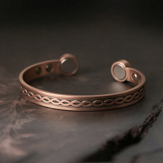 Wear FengShui Interwoven Loop Pattern Copper Balance Luck Open Cuff Bracelet Bangle