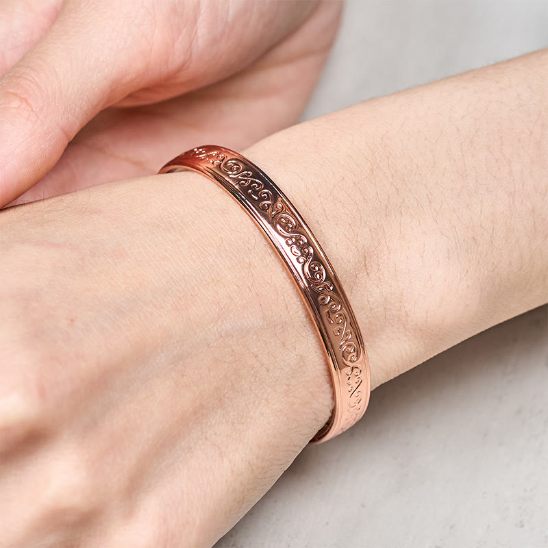 Wear FengShui Engraved Patterned Copper Balance Open Cuff Bracelet Bangle
