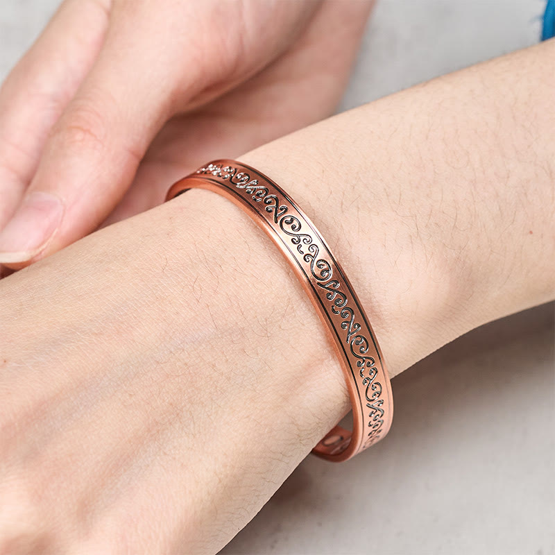 Wear FengShui Engraved Patterned Copper Balance Open Cuff Bracelet Bangle