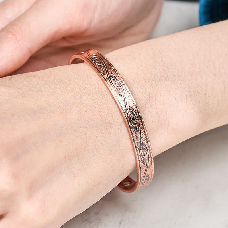 Wear FengShui Spiral Pattern Copper Balance Open Adjustable Cuff Bracelet Bangle