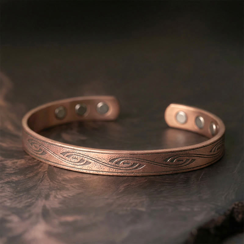 Wear FengShui Spiral Pattern Copper Balance Open Adjustable Cuff Bracelet Bangle