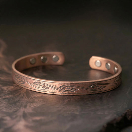 Wear FengShui Spiral Pattern Copper Balance Open Adjustable Cuff Bracelet Bangle