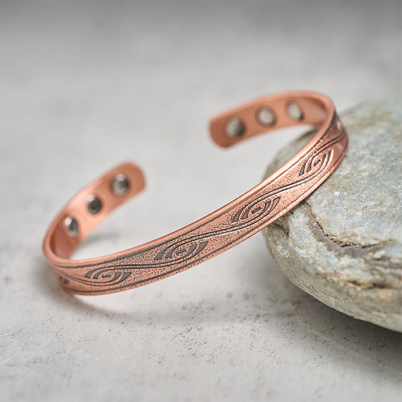 Wear FengShui Spiral Pattern Copper Balance Open Adjustable Cuff Bracelet Bangle