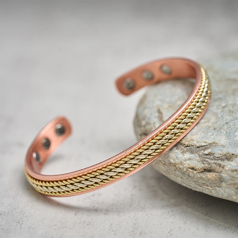 Wear FengShui Retro Twisted Copper Balance Luck Open Adjustable Cuff Bracelet Bangle