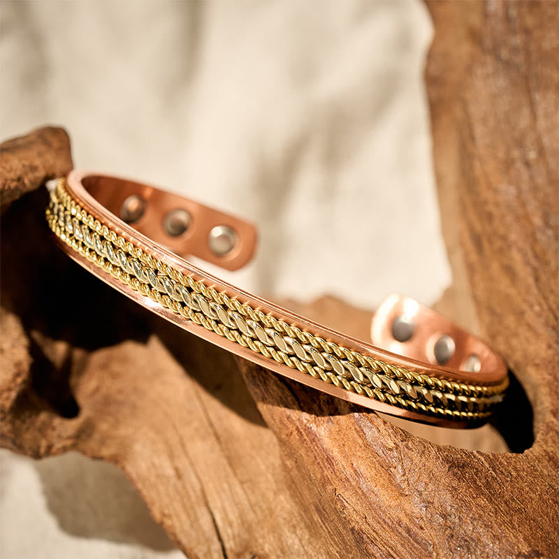 Wear FengShui Retro Twisted Copper Balance Luck Open Adjustable Cuff Bracelet Bangle