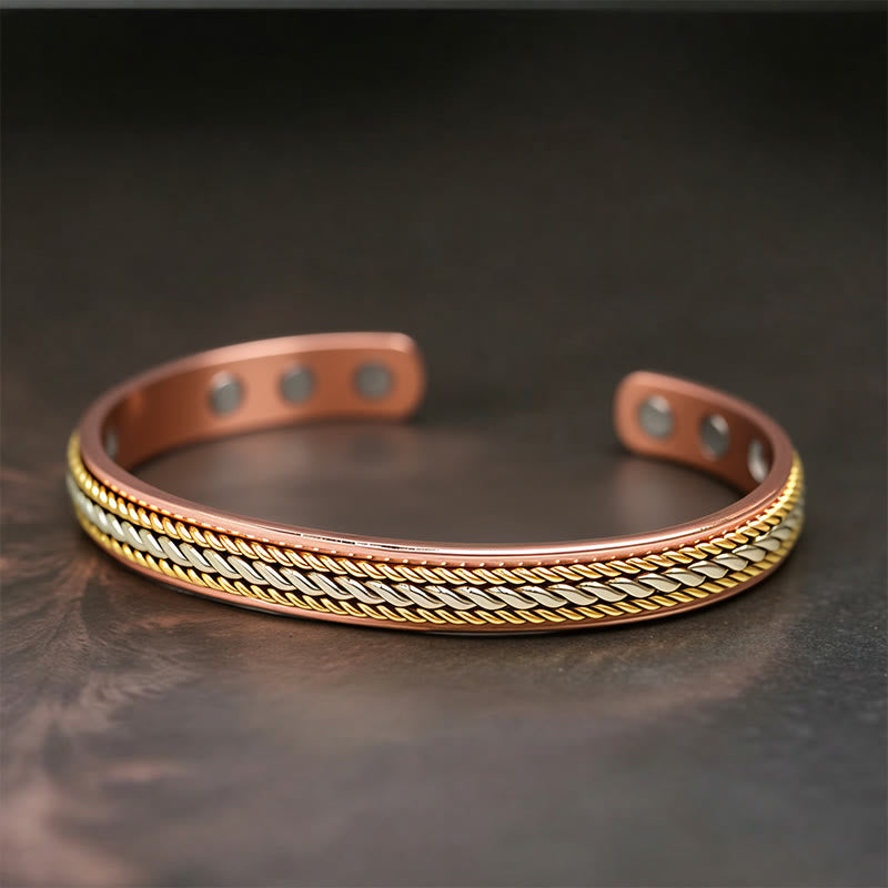 Wear FengShui Retro Twisted Copper Balance Luck Open Adjustable Cuff Bracelet Bangle