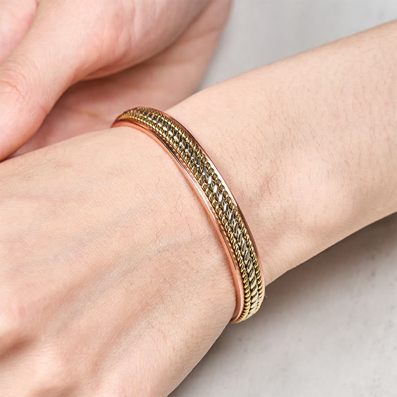 Wear FengShui Retro Twisted Copper Balance Luck Open Adjustable Cuff Bracelet Bangle