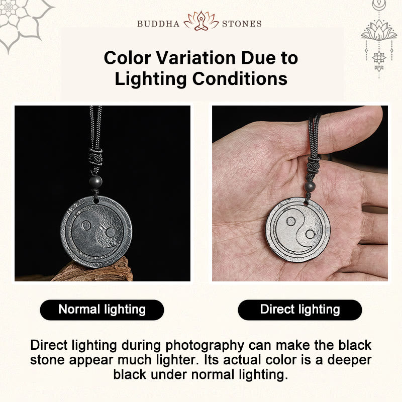 Wear FengShui Natural Authentic Shungite Stone Carved Yin Yang Protection Necklace Pendant
