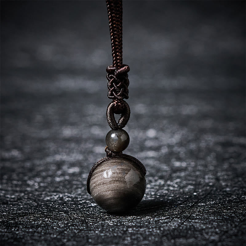 Wear FengShui Tiger's Eye Silver Sheen Obsidian Gold Sheen Obsidian Rainbow Obsidian Positive Necklace Pendant