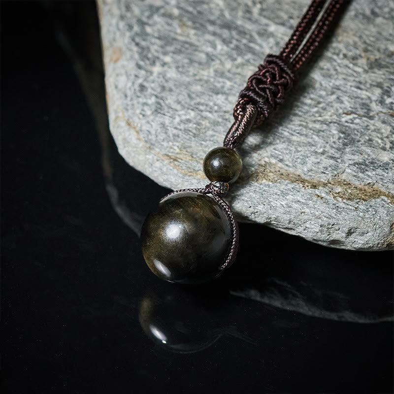 Wear FengShui Tiger's Eye Silver Sheen Obsidian Gold Sheen Obsidian Rainbow Obsidian Positive Necklace Pendant