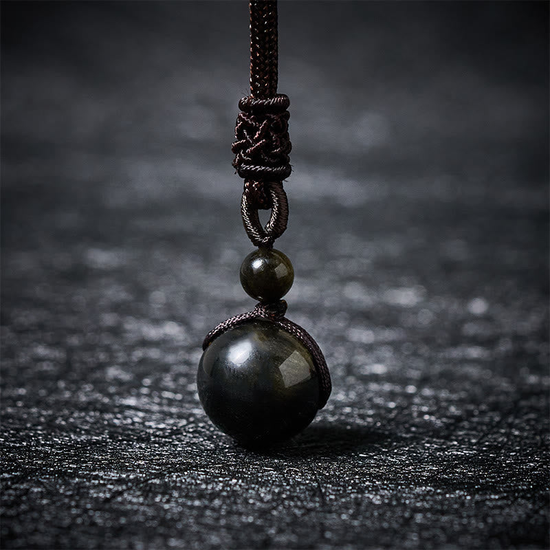 Wear FengShui Tiger's Eye Silver Sheen Obsidian Gold Sheen Obsidian Rainbow Obsidian Positive Necklace Pendant