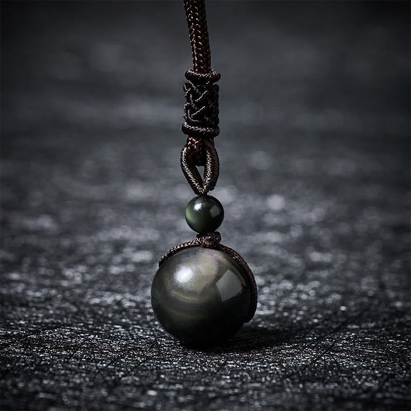 Wear FengShui Tiger's Eye Silver Sheen Obsidian Gold Sheen Obsidian Rainbow Obsidian Positive Necklace Pendant