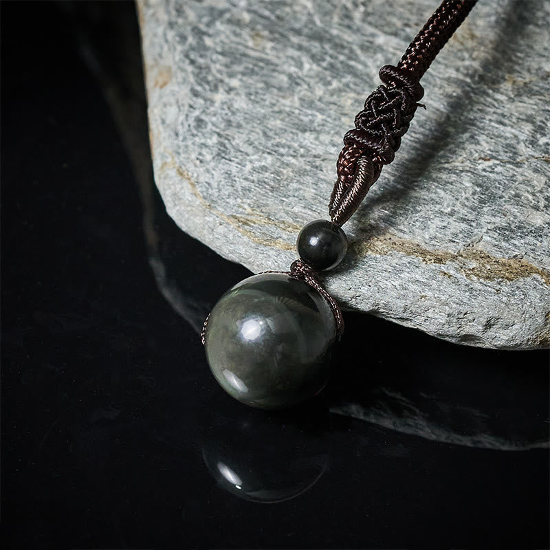 Wear FengShui Tiger's Eye Silver Sheen Obsidian Gold Sheen Obsidian Rainbow Obsidian Positive Necklace Pendant