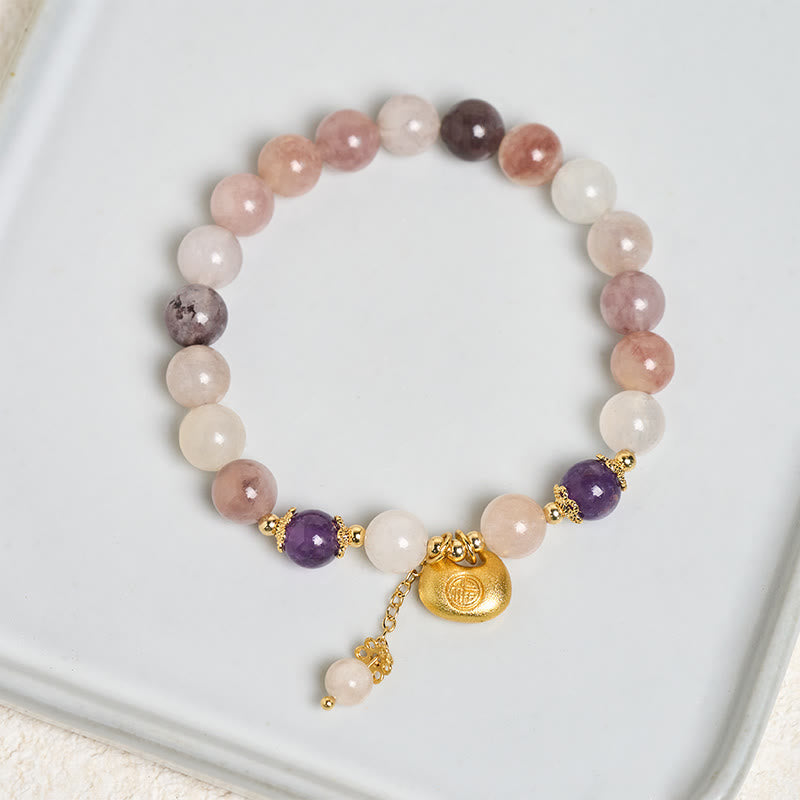 Wear FengShui Golden Silk Jade Fu Character Rabbit Ward Off Evil Spirits Bracelet