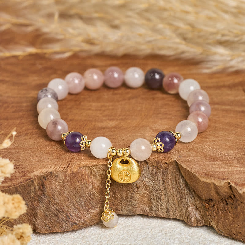Wear FengShui Golden Silk Jade Fu Character Rabbit Ward Off Evil Spirits Bracelet