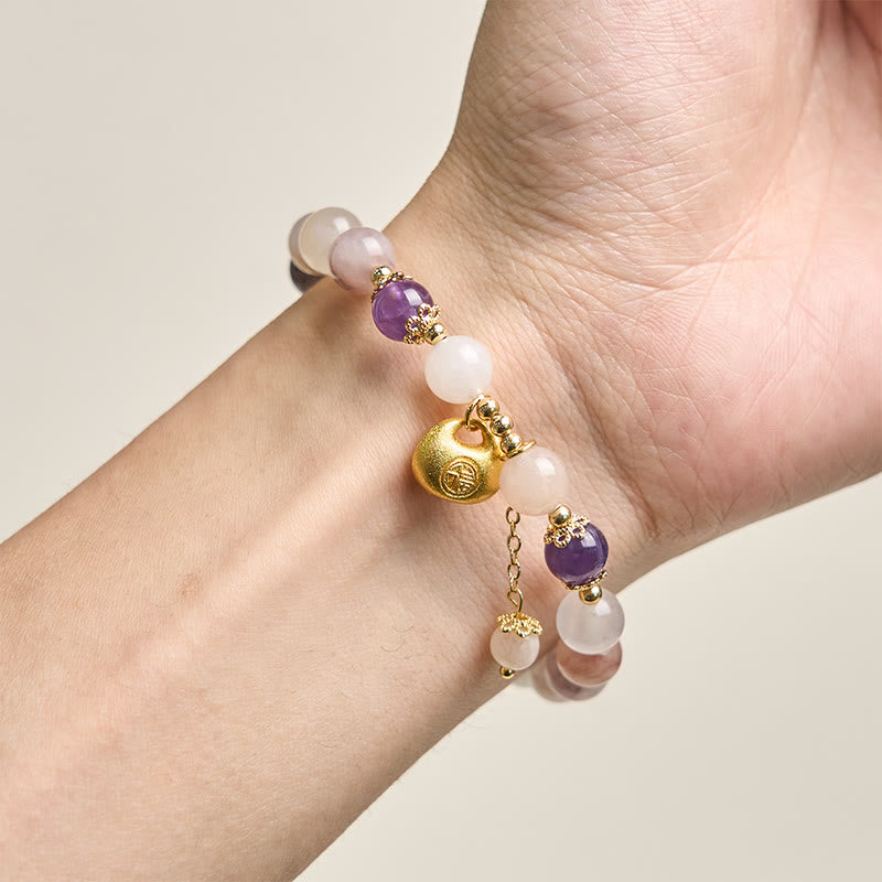 Wear FengShui Golden Silk Jade Fu Character Rabbit Ward Off Evil Spirits Bracelet
