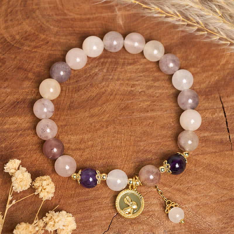 Wear FengShui Golden Silk Jade Fu Character Rabbit Ward Off Evil Spirits Bracelet