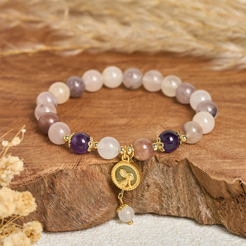 Wear FengShui Golden Silk Jade Fu Character Rabbit Ward Off Evil Spirits Bracelet