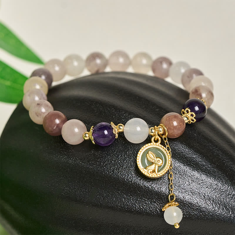 Wear FengShui Golden Silk Jade Fu Character Rabbit Ward Off Evil Spirits Bracelet