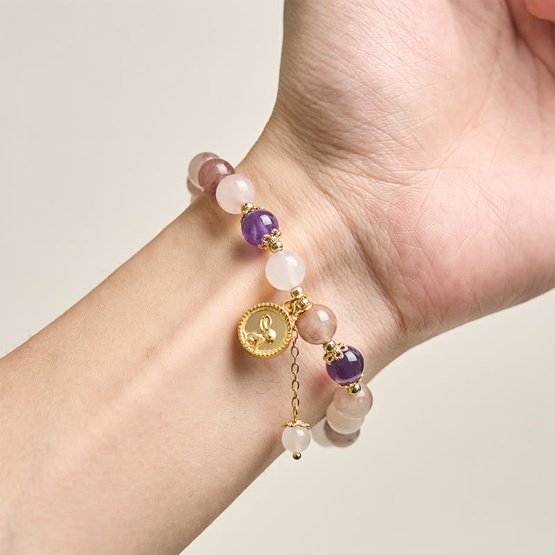 Wear FengShui Golden Silk Jade Fu Character Rabbit Ward Off Evil Spirits Bracelet