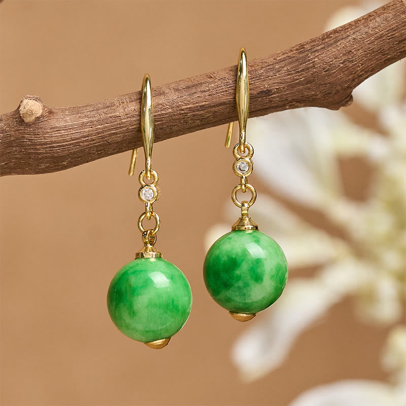Wear FengShui 925 Sterling Silver Green Chalcedony Strength Courage Earrings