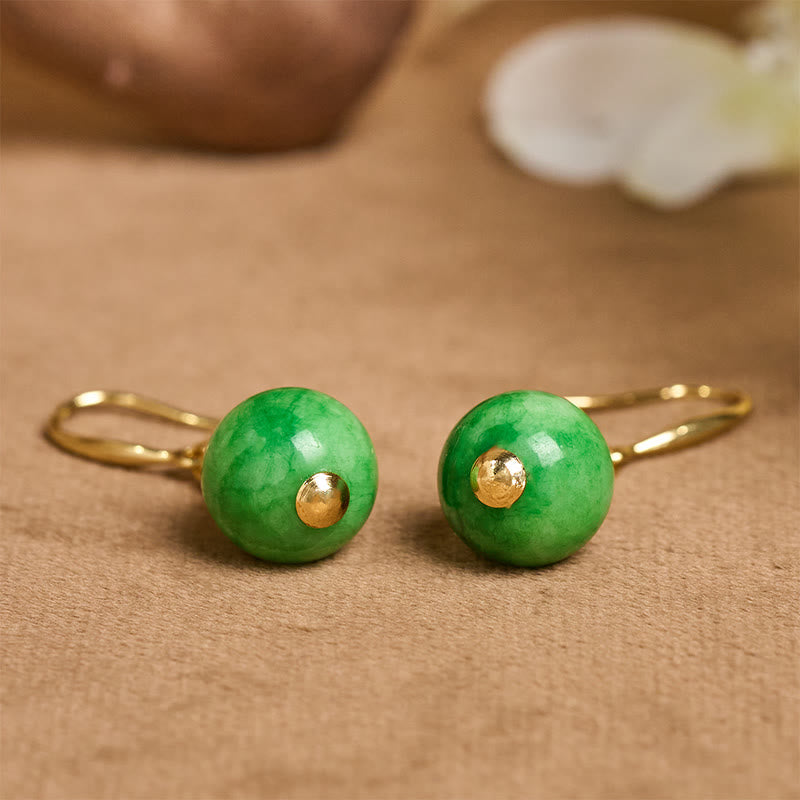 Wear FengShui 925 Sterling Silver Green Chalcedony Strength Courage Earrings